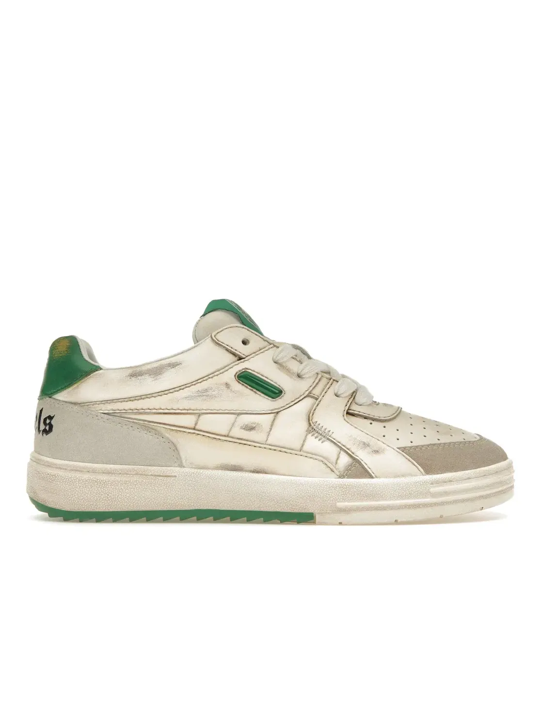 Мужские кроссовки с кожаным верхом Palm Angels Palm University Vintage Sneaker — изображение 1 из 4, белый/зеленый