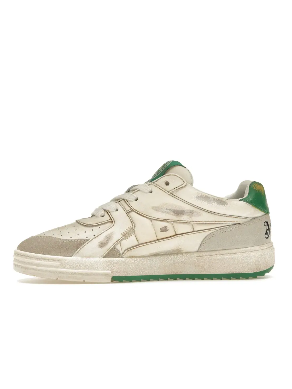Мужские кроссовки с кожаным верхом Palm Angels Palm University Vintage Sneaker — изображение 3 из 4, белый/зеленый