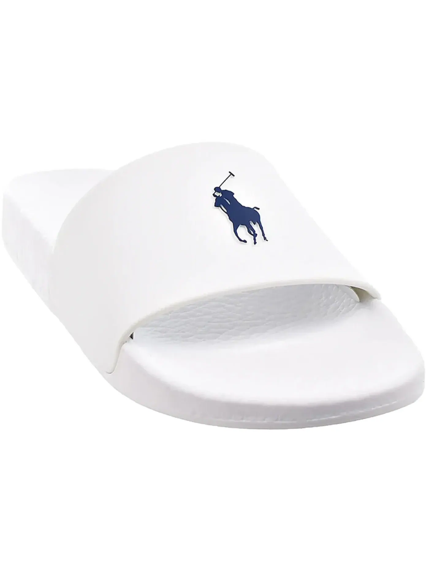 Мужские шлепанцы Signature Pony Slide Polo Ralph Lauren — изображение 2 из 2, белый/темно-синий
