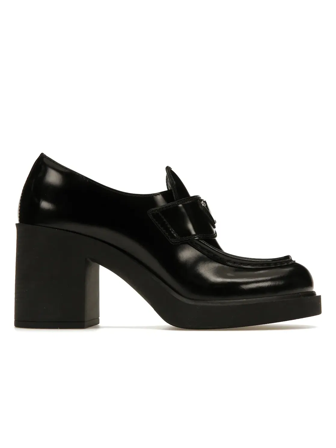 Женские лоферы на каблуке с отделкой Prada Chocolate