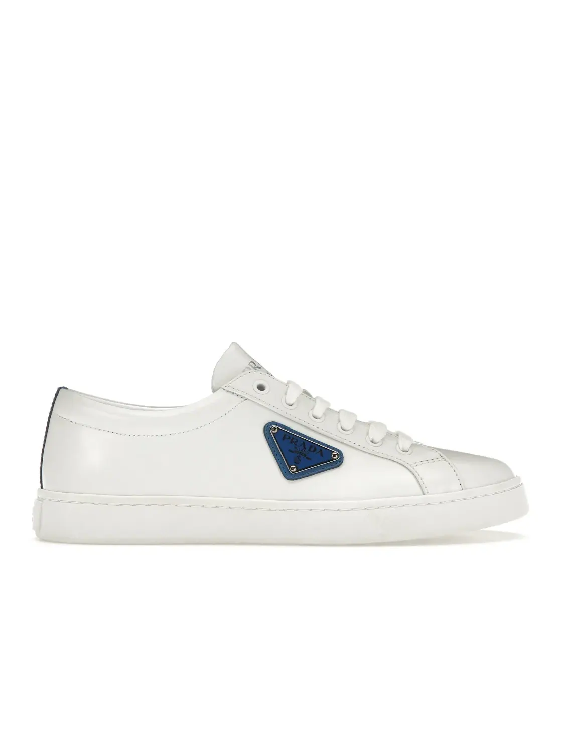 Женские кеды с кожаным верхом Prada Court Sneaker Prada — изображение 1 из 4, белый/синий