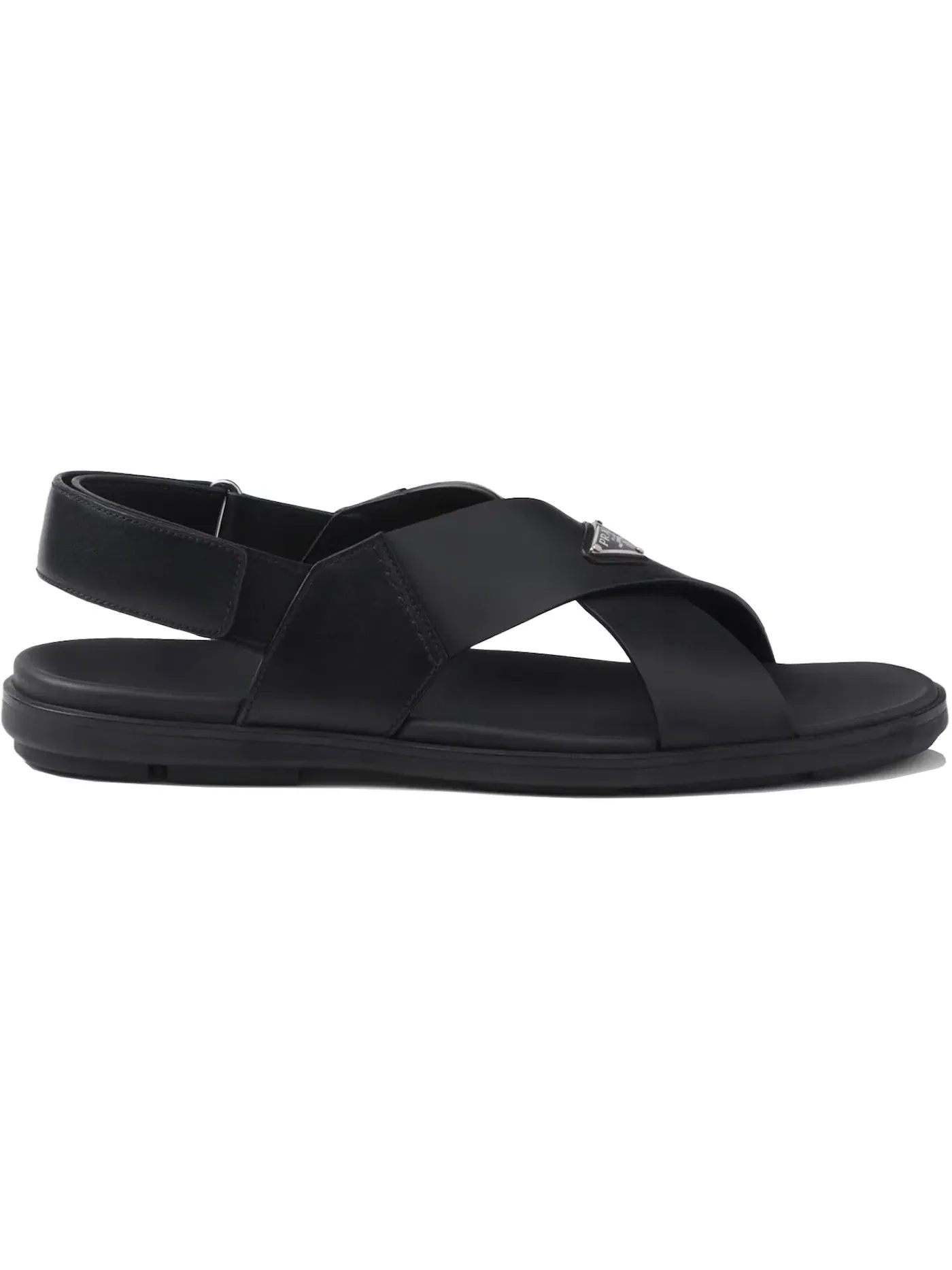 Мужские сандалии из кожи Prada Crisscross — изображение 1 из 1, черный