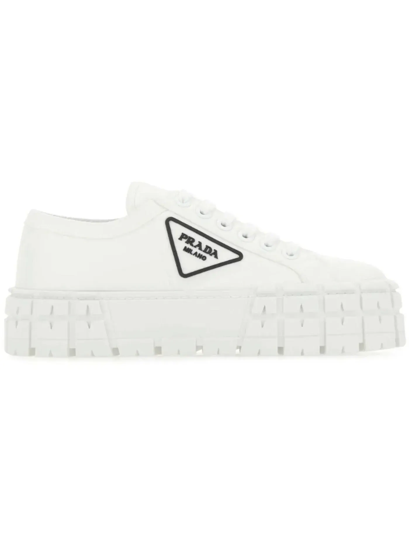 Женские кроссовки с принтом Prada Double Wheel Sneakers Prada — изображение 1 из 1, белый/черный