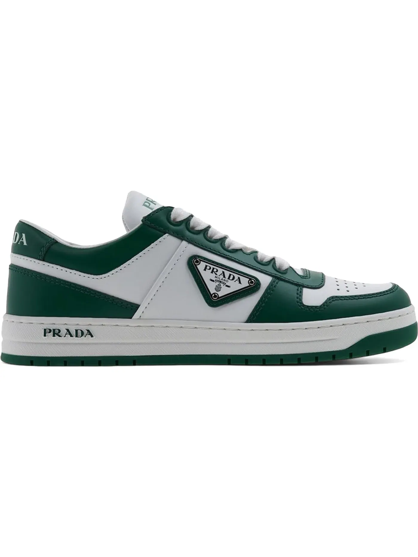 Женские кроссовки кожаные Prada Downtown Leather Low Top Sneakers Prada — изображение 1 из 1, белый