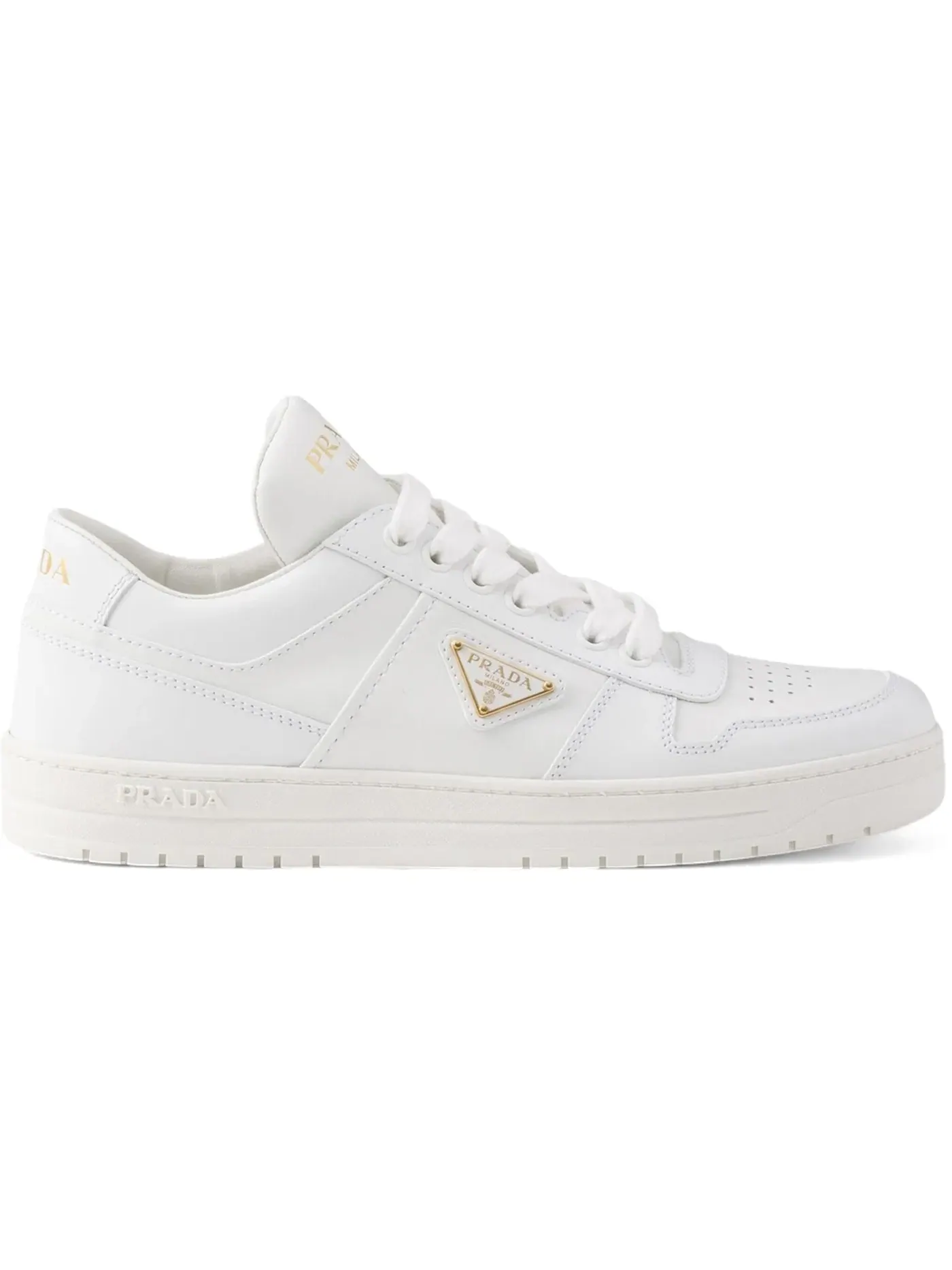 Женские кроссовки кожаные Prada Downtown Leather Low Top Sneakers Prada — изображение 1 из 1, белый