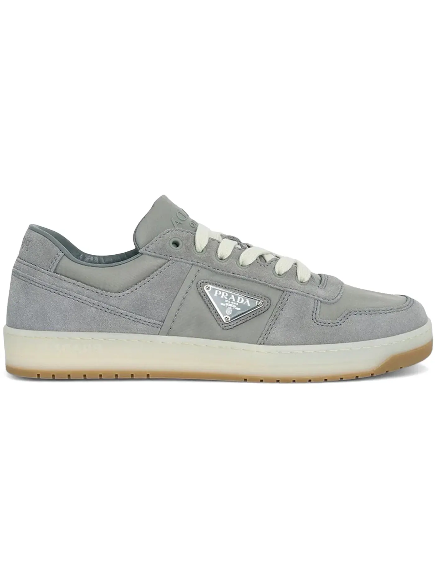 Мужские кроссовки из ре-найлона и замши Prada Downtown Low Top Prada — изображение 1 из 1, серый