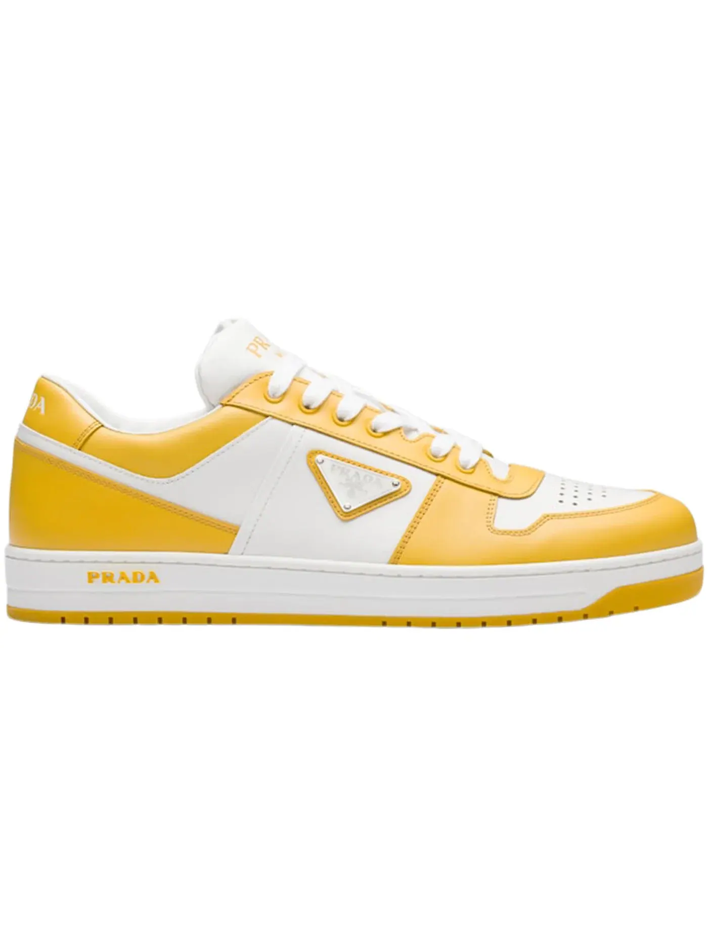 Мужские кеды Leather White Yellow Sun Prada — изображение 1 из 1, белый/желтый