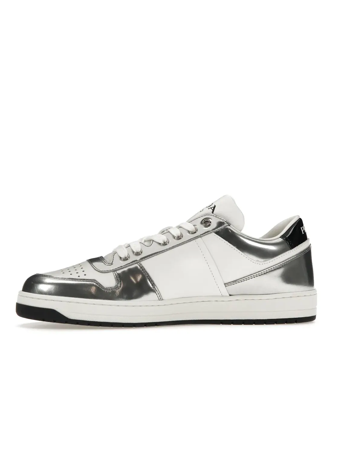 Мужские кроссовки низкие с кожаным верхом Prada Downtown Low Top Sneakers Prada — изображение 3 из 4, белый/серебристый
