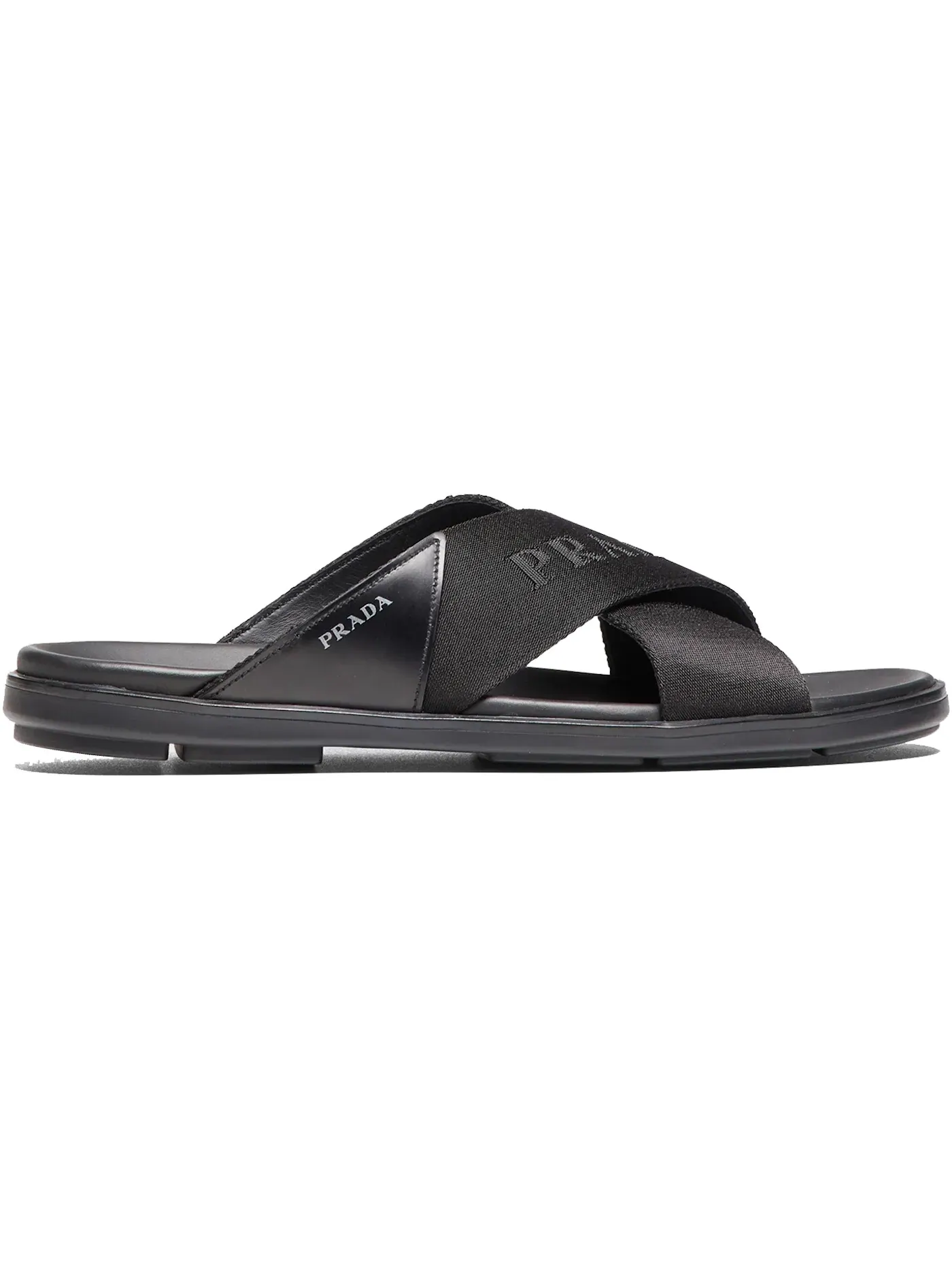 Мужские шлепанцы Prada Nylon Tape Crisscross Slides Prada — изображение 1 из 3, черный
