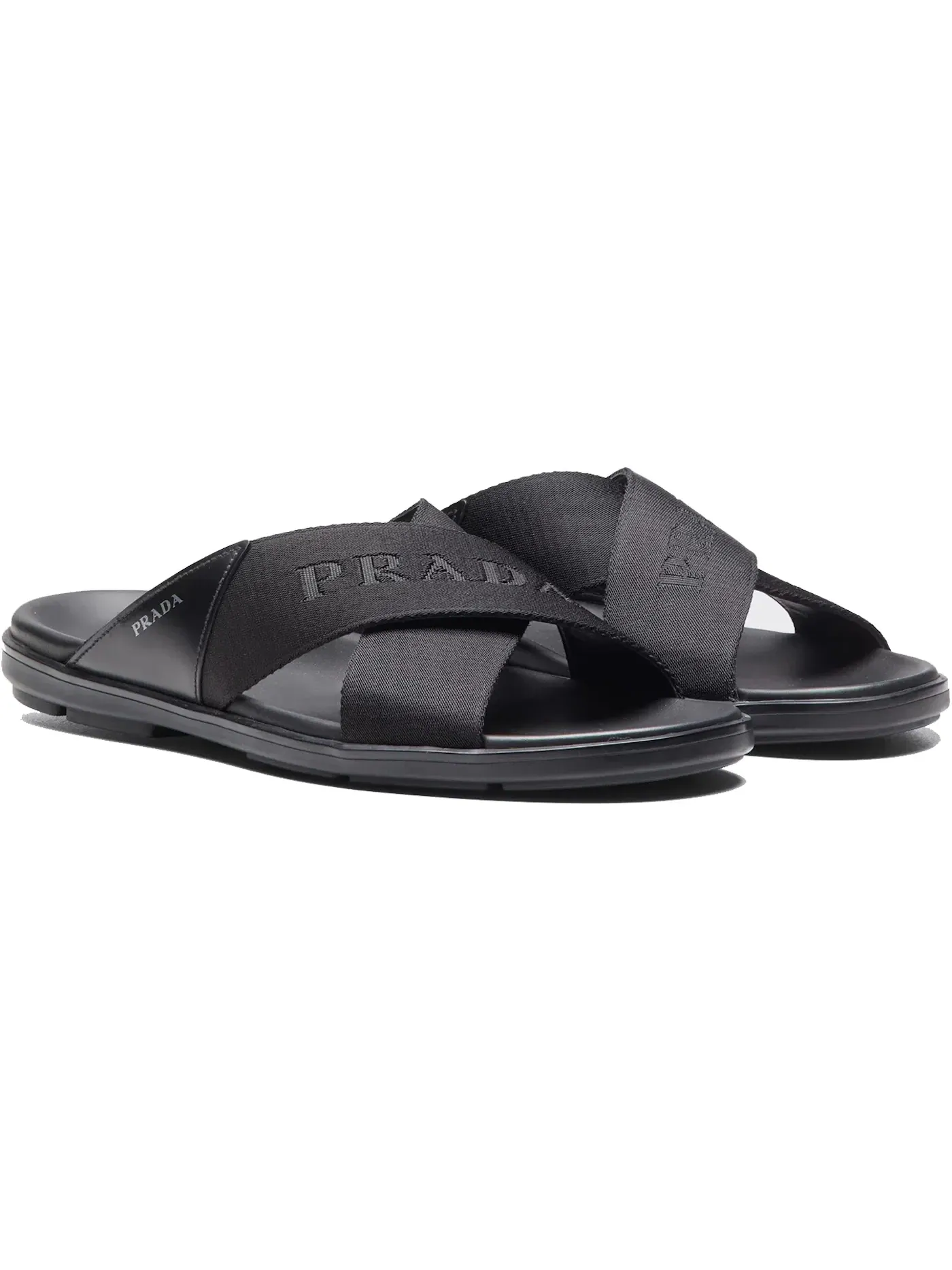 Мужские шлепанцы Prada Nylon Tape Crisscross Slides Prada — изображение 2 из 3, черный