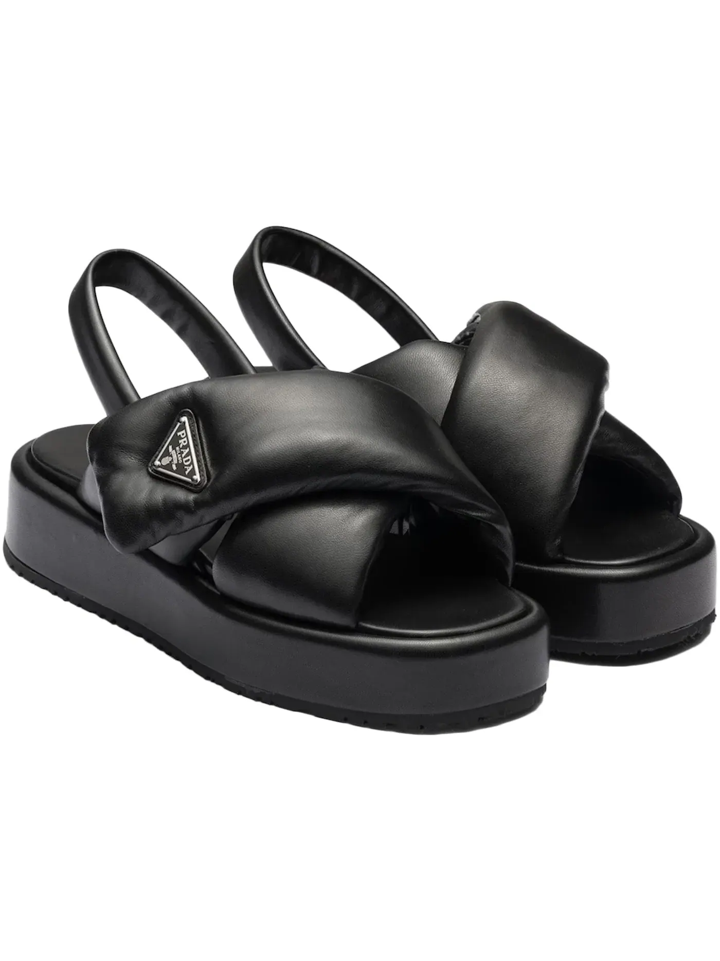 Женские босоножки на танкетке Prada Soft Padded 35mm Wedge Sandals — изображение 2 из 3, черный