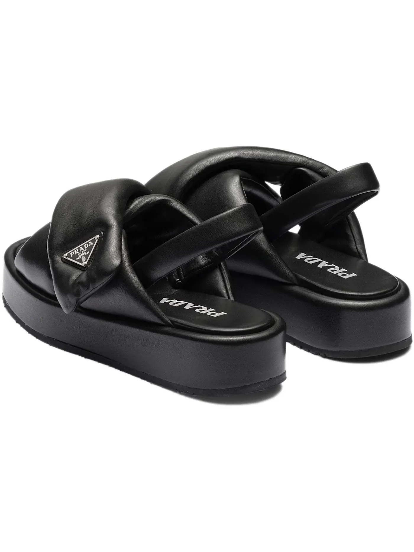 Женские босоножки на танкетке Prada Soft Padded 35mm Wedge Sandals — изображение 3 из 3, черный