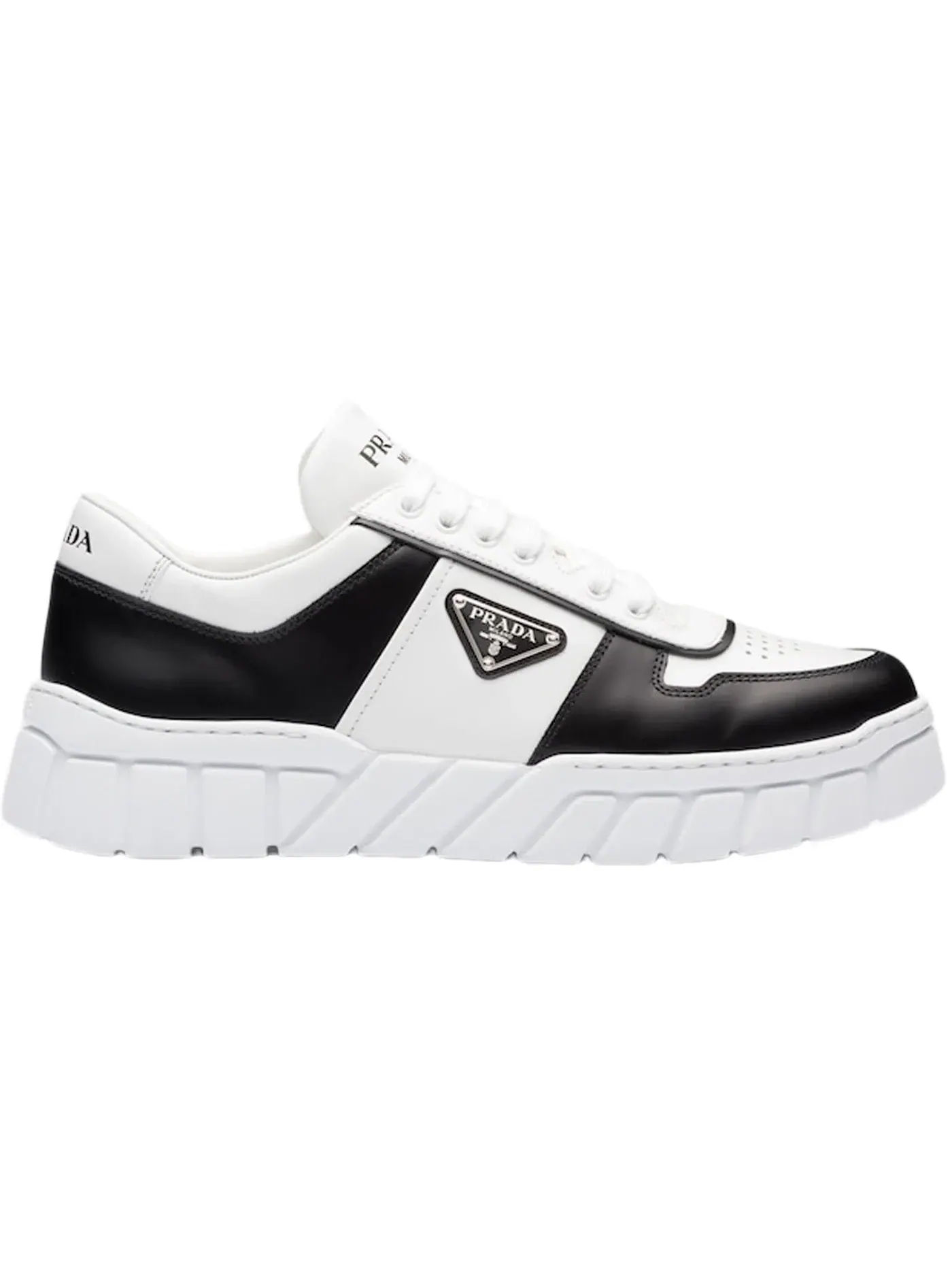 Мужские кроссовки кожаные Prada Voluminous Sneakers Prada — изображение 1 из 1, белый черный