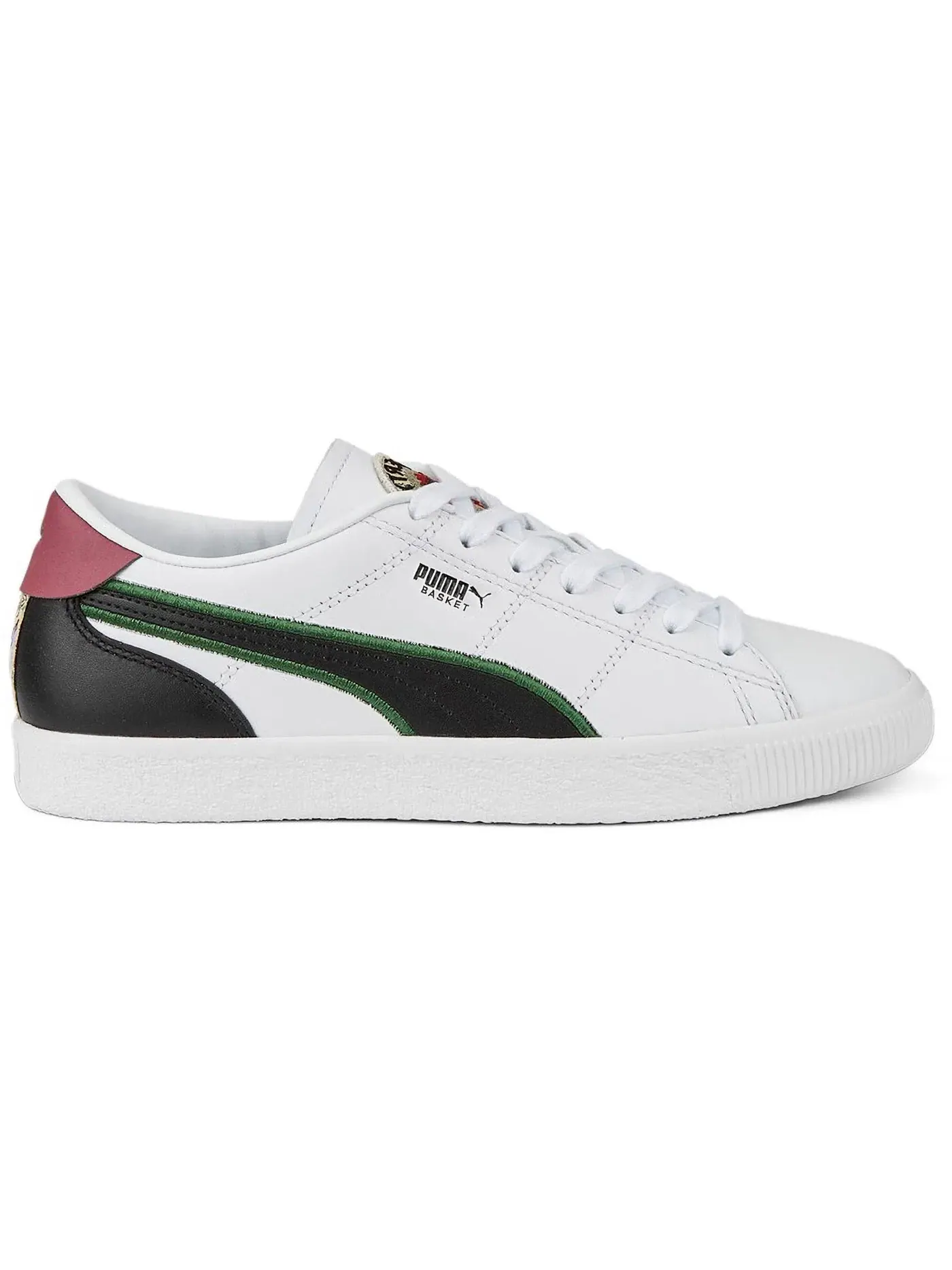 Женские кроссовки с цветочным принтом Puma Basket — изображение 1 из 1, белый/черный