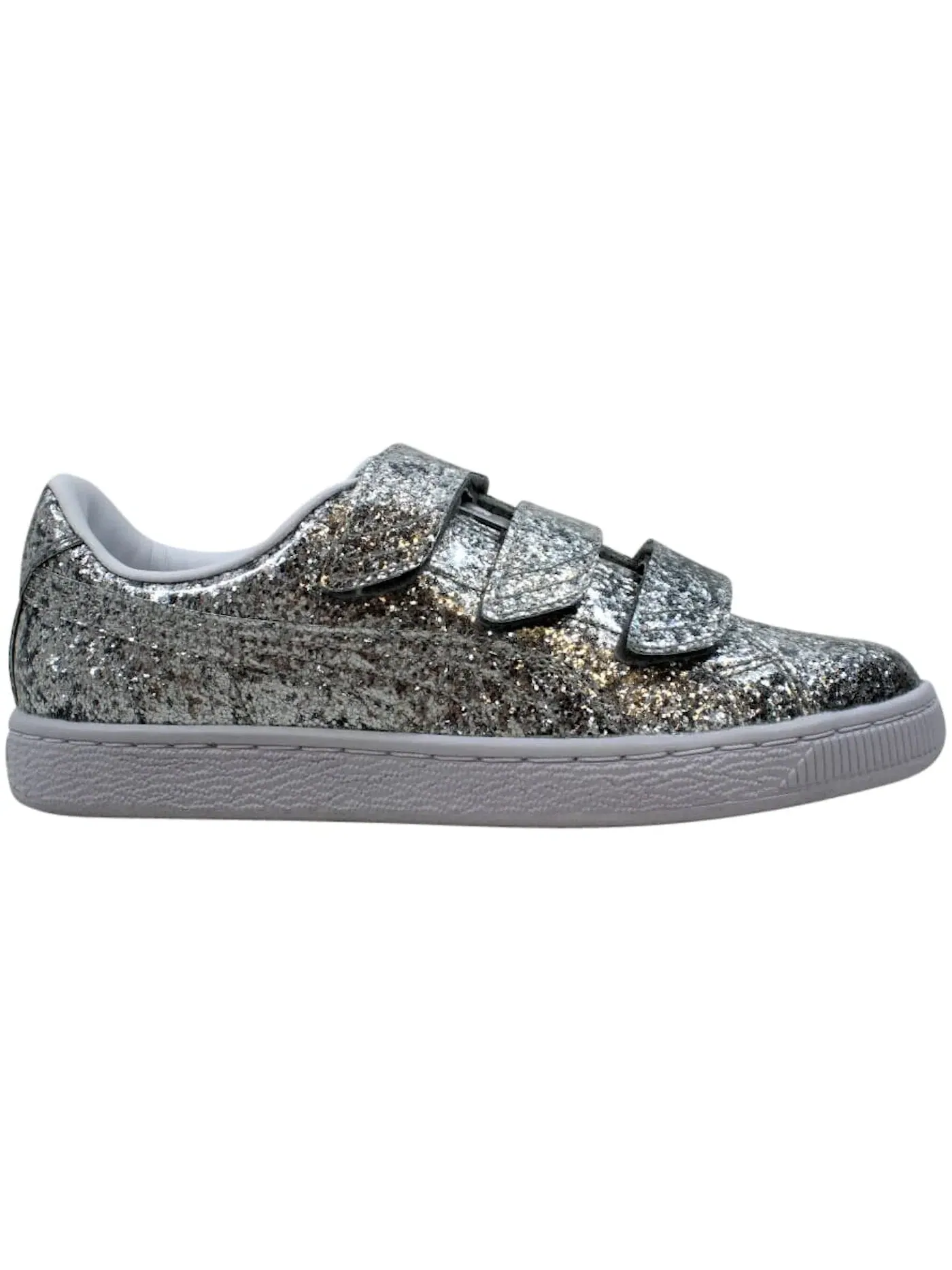 Женские кроссовки с блестками Puma Basket Starp Glitter Puma — изображение 1 из 1, серебряный