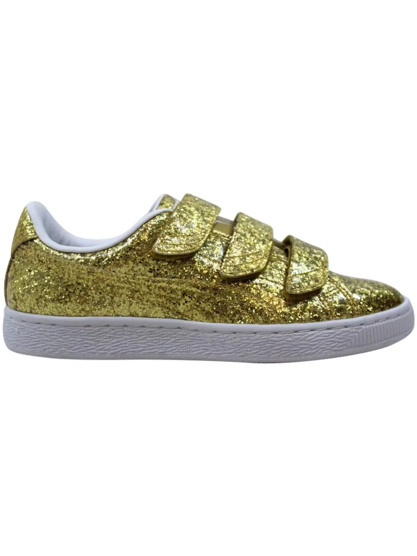 Женские кроссовки с блестками Puma Basket Strap Glitter — изображение 1 из 1, золото