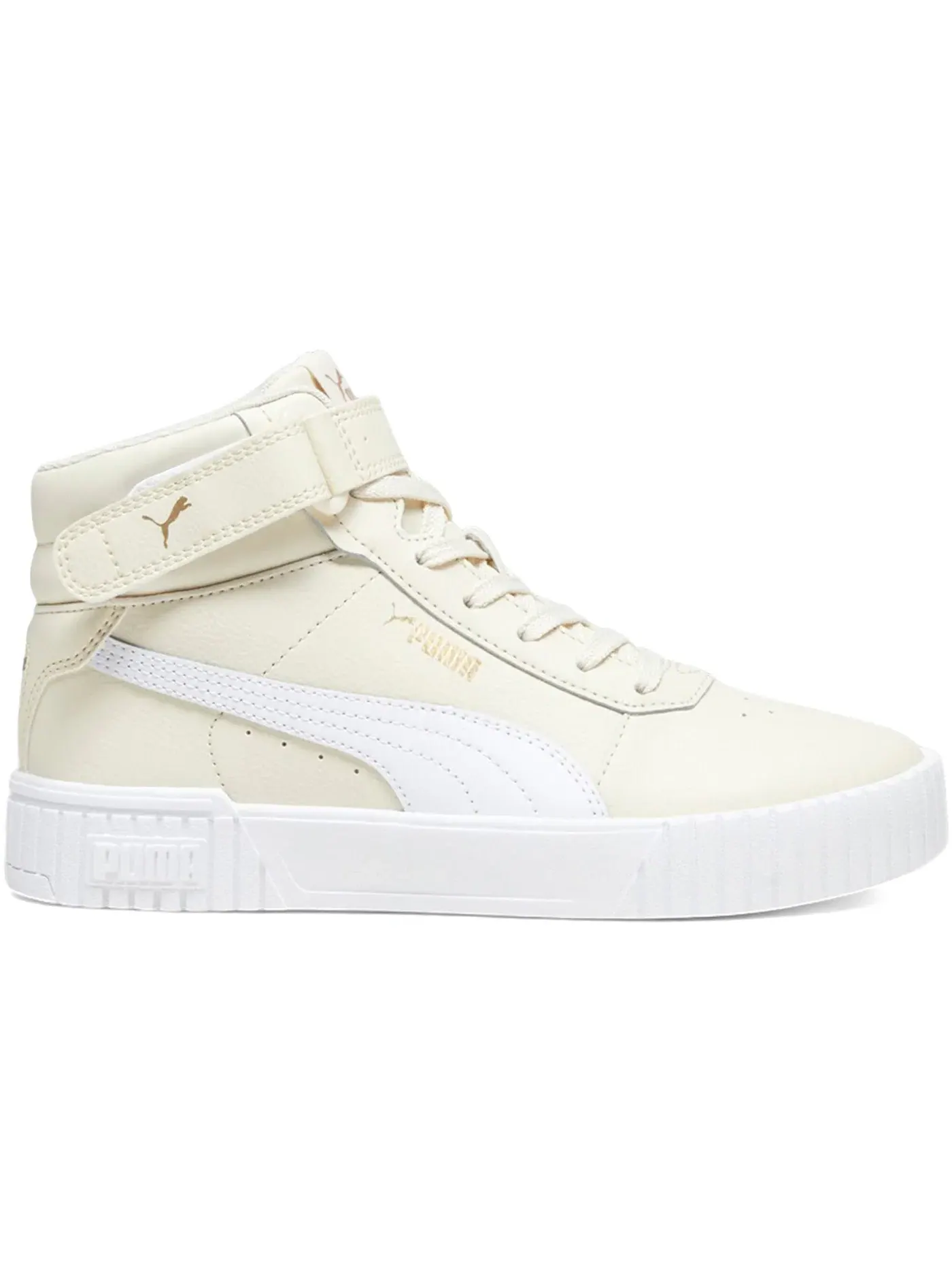 Женские кроссовки с высоким берцем Puma Carina 2.0 Mid Puma — изображение 1 из 1, белый/золотистый