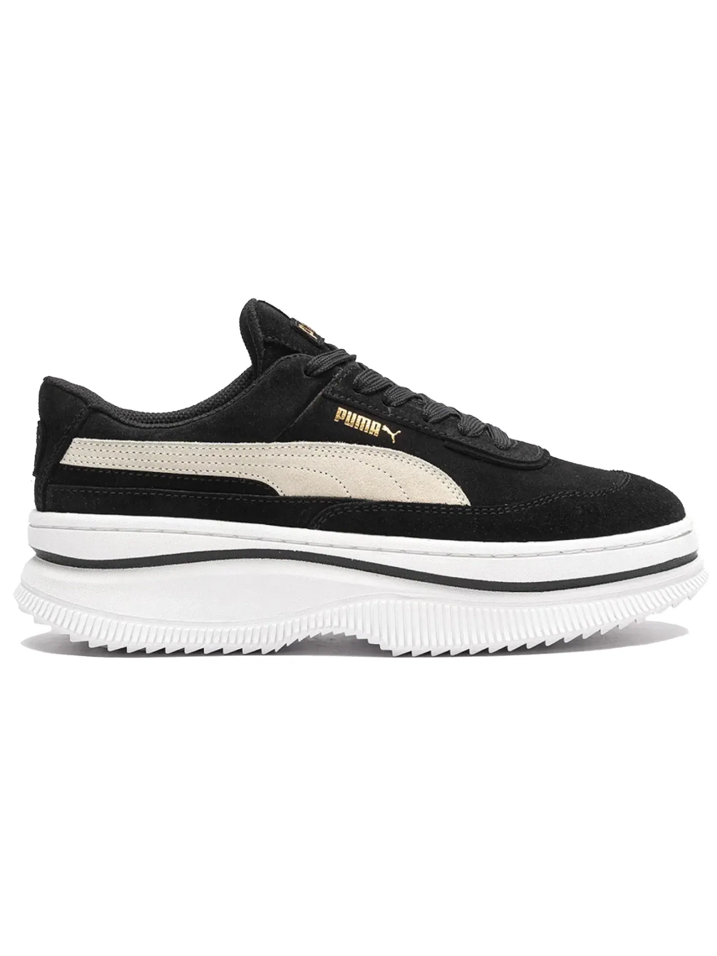 Женские кроссовки на толстой подошве Puma Deva Suede Puma Black / Marshmallow — изображение 1 из 1