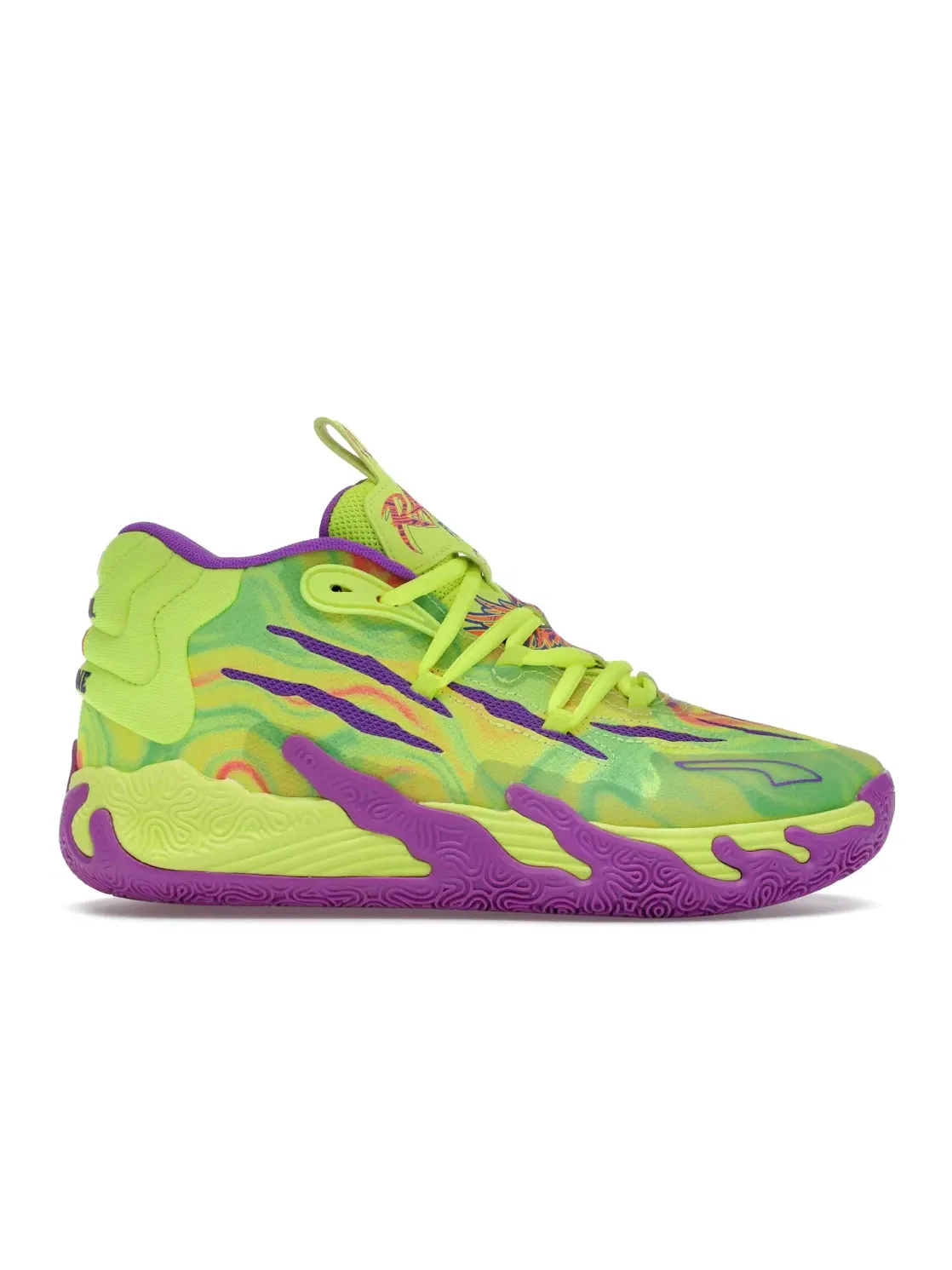 Детские кроссовки для мальчиков баскетбольные Puma LaMelo Ball MB.03 Spark — изображение 1 из 4, желтый/фиолетовый