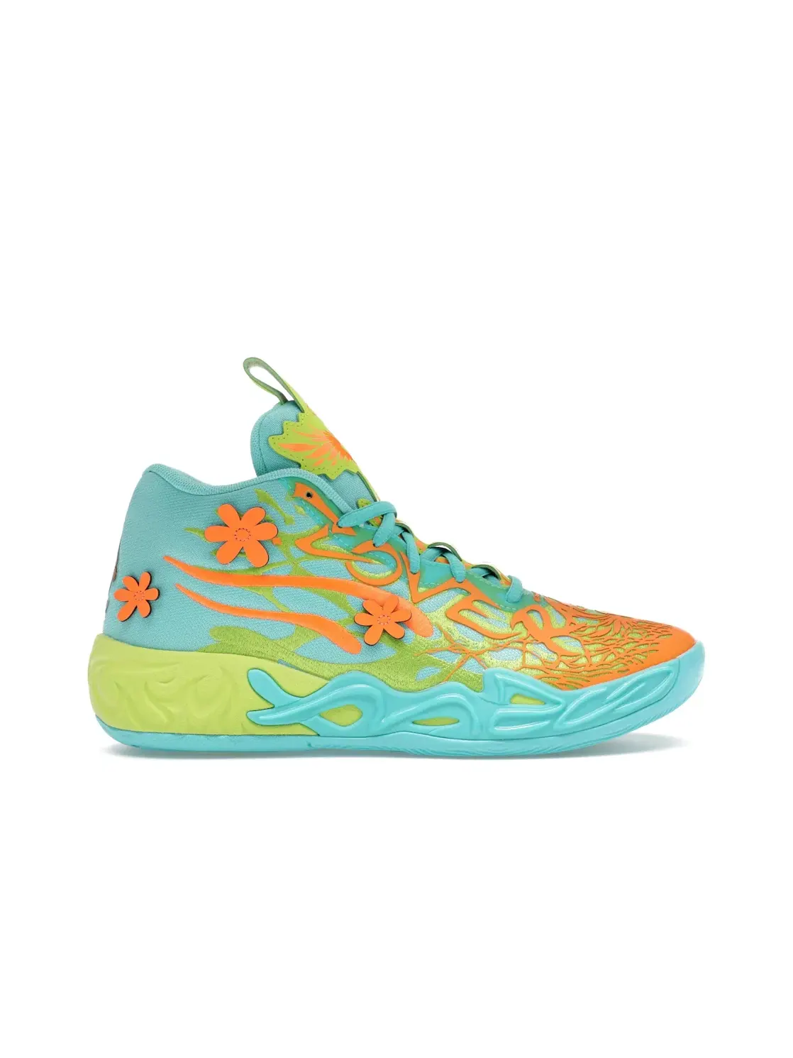 Детские кроссовки для мальчиков с принтом Puma LaMelo Ball MB.04 Scooby-Doo (GS), Aquatic/Lime Smash/Heat Fire