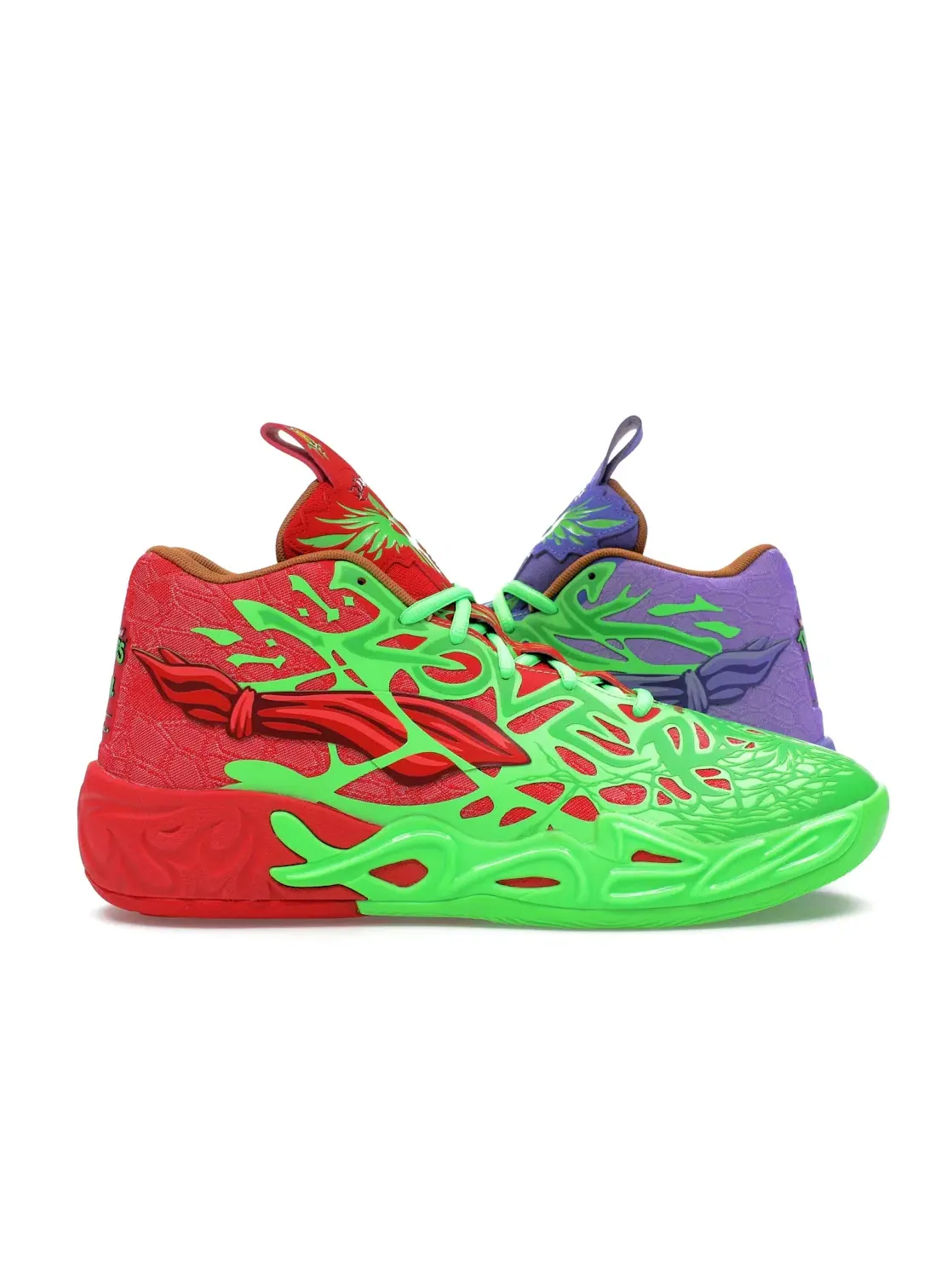 Мужские кроссовки асимметричные Puma LaMelo Ball MB.04 Teenage Mutant Ninja Turtles Raphael & Donatello — изображение 1 из 4
