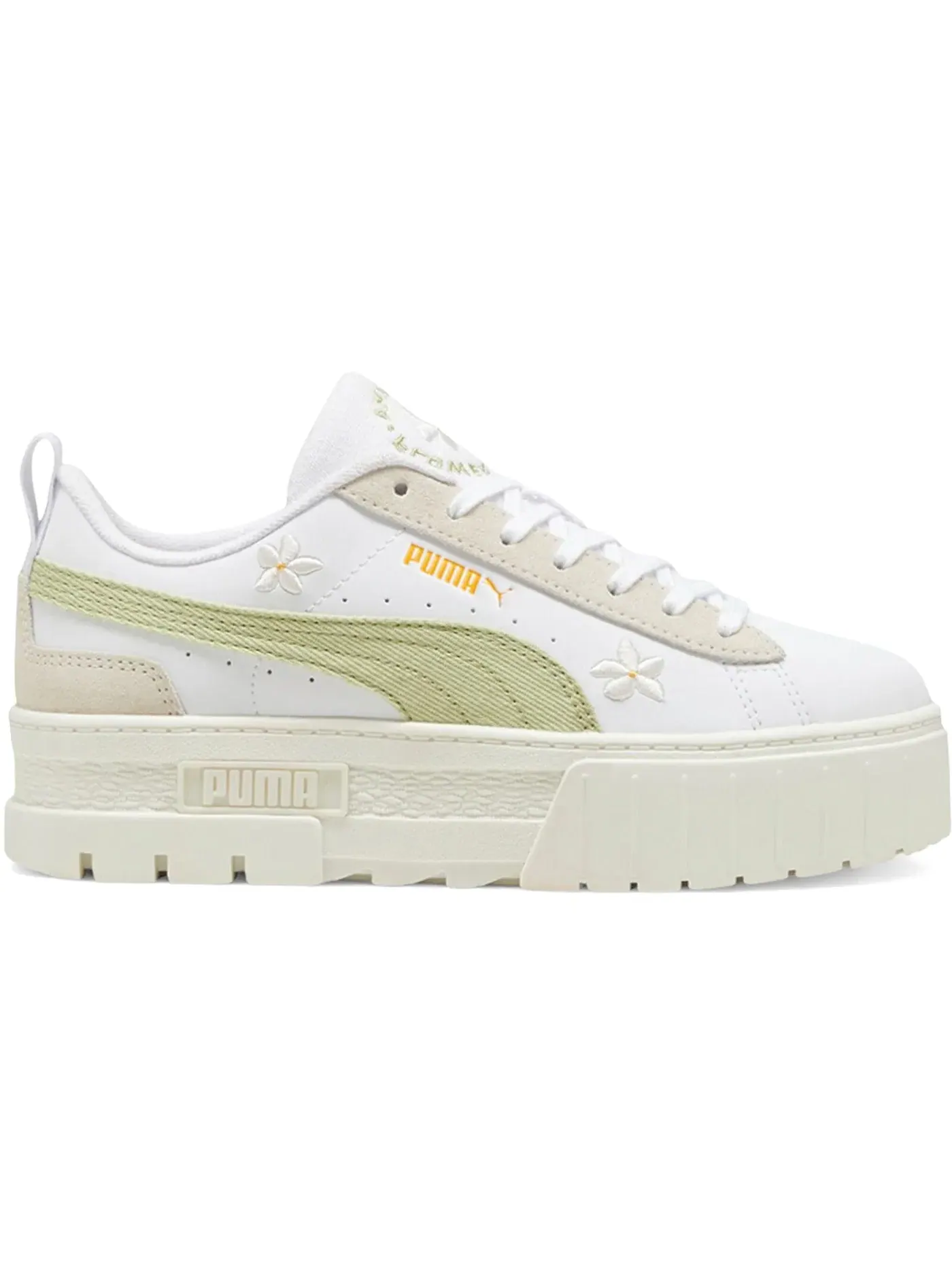 Женские кроссовки с цветочной вышивкой Puma Mayze Puma — изображение 1 из 1, белый зеленый