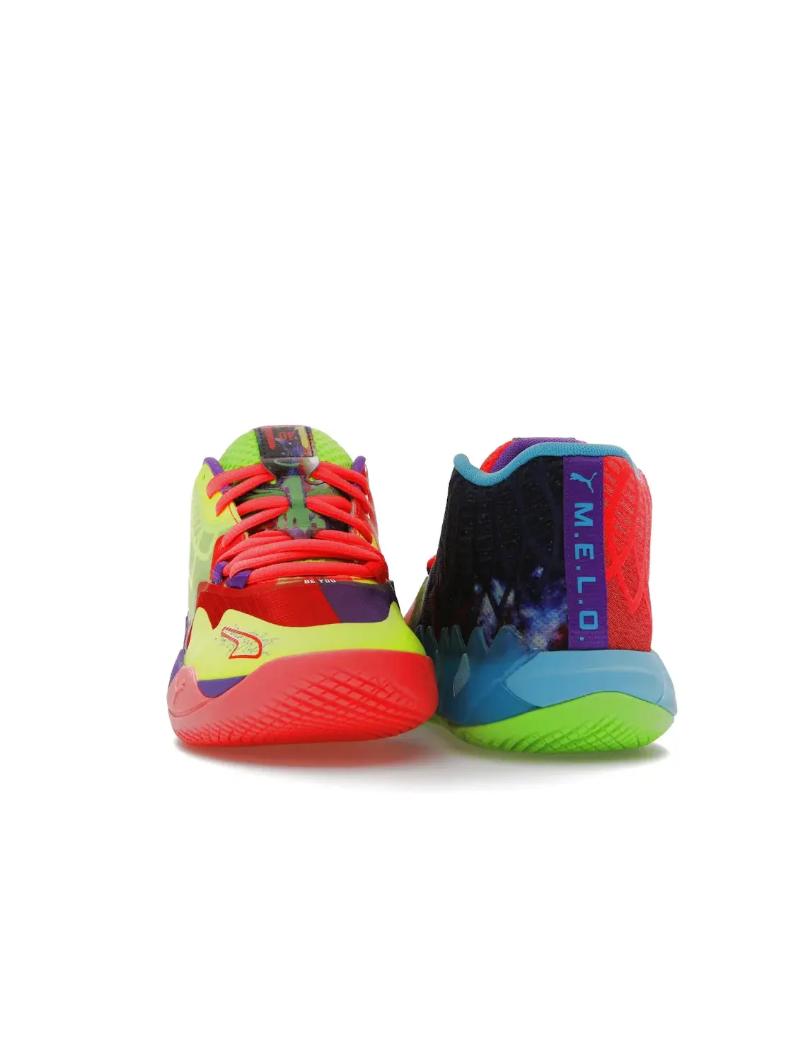 Детские кроссовки для баскетбола с пеной NITRO Puma LaMelo Ball MB.01 — изображение 2 из 4, зеленый/красный