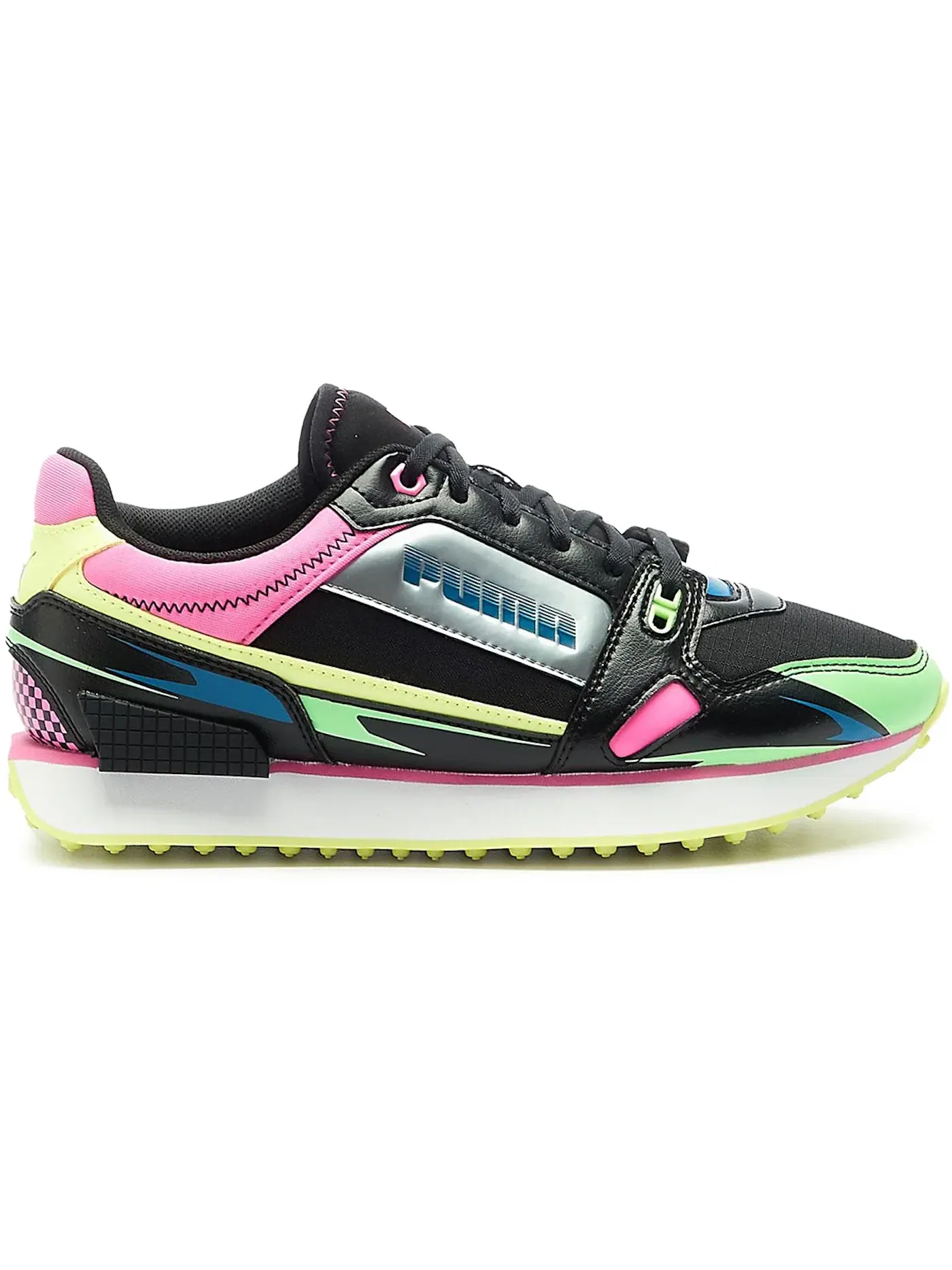 Женские кроссовки Lifestyle Puma Mile Rider Puma Black-Electro Green-Pink — изображение 1 из 1