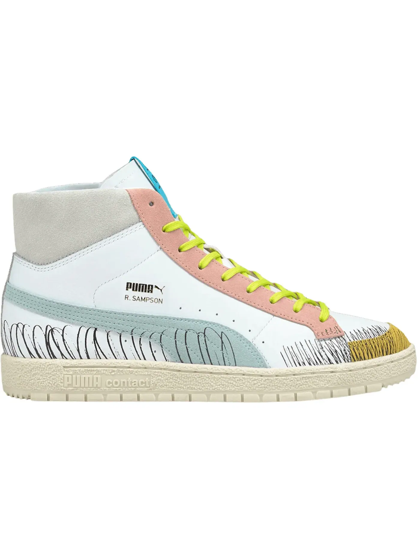 Мужские кроссовки Lifestyle Puma Ralph Sampson 70 Mid Michael Lau Scribble Puma — изображение 1 из 1, белый/синий