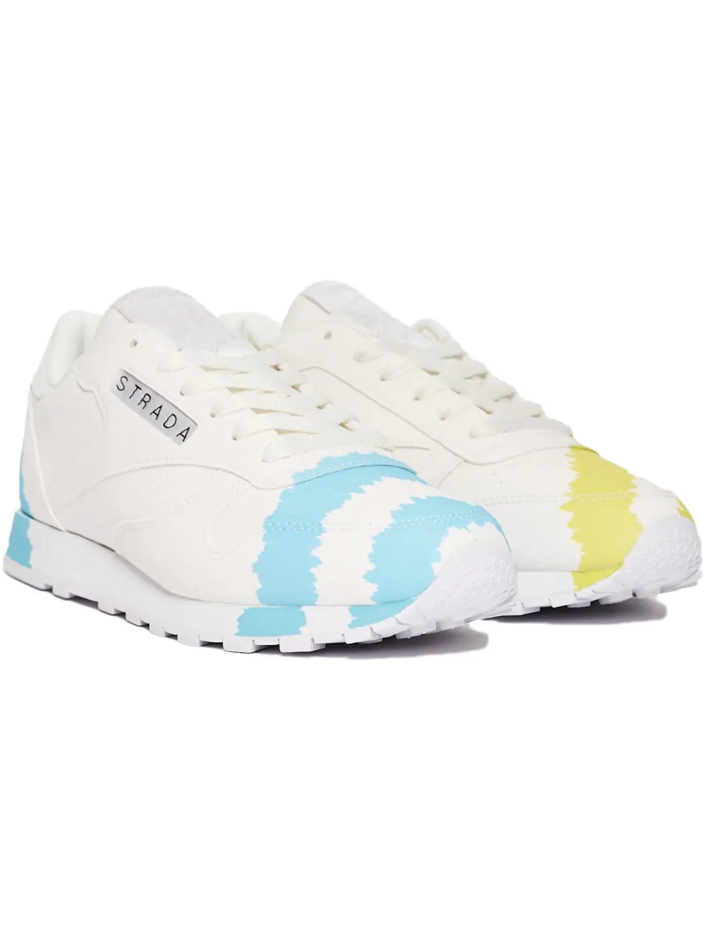 Кроссовки женские Reebok Classic Leather, Lifestyle — изображение 2 из 2, белый/синий/желтый