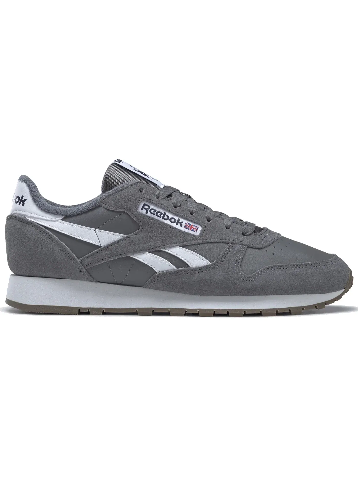 Кроссовки мужские Reebok Classic Leather, кожаные — изображение 1 из 1, серый и белый