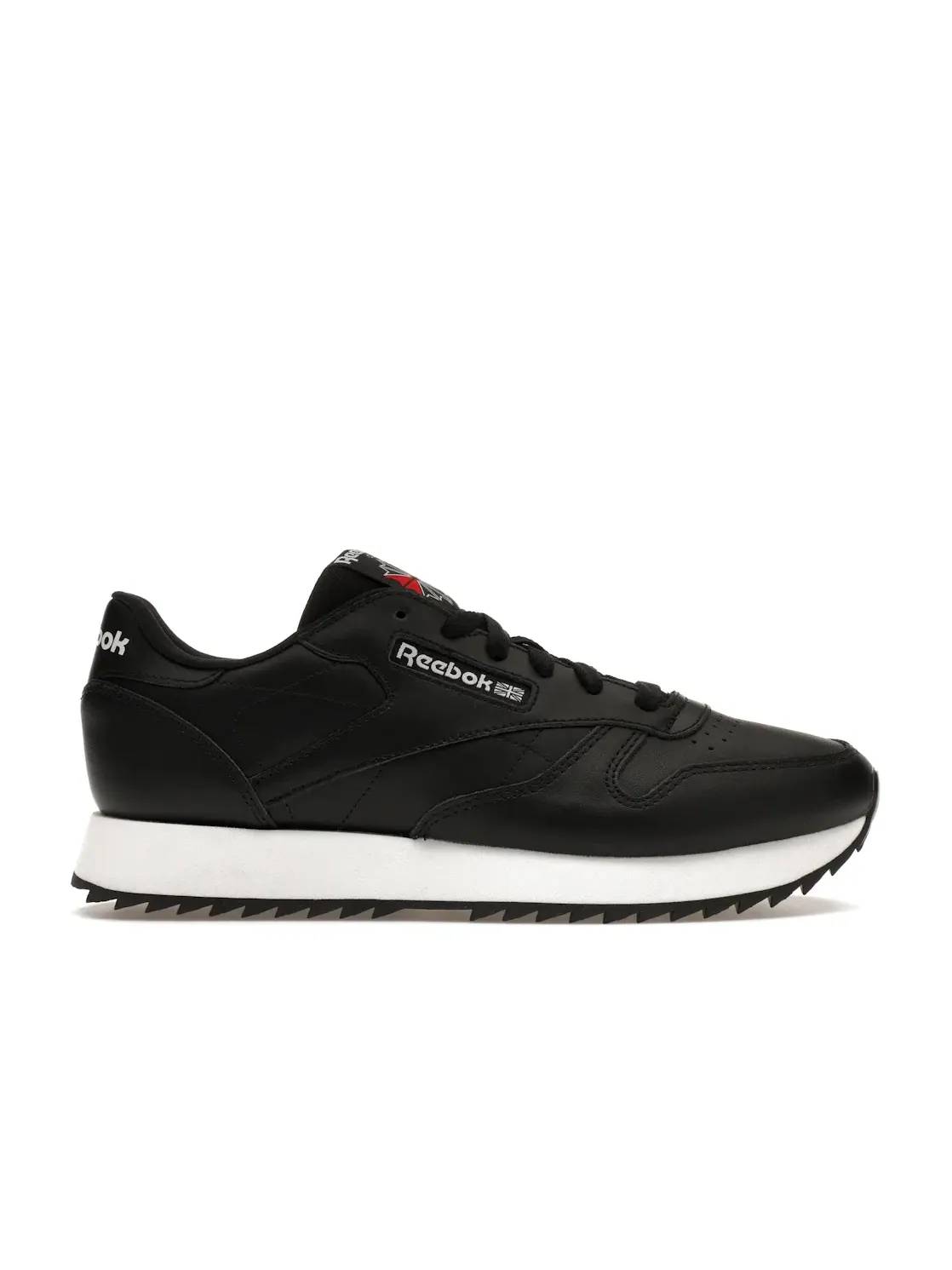 Кроссовки женские Reebok Classic Leather Ripple Lifestyle Черные с Белым — изображение 1 из 4, черный/черный/белый