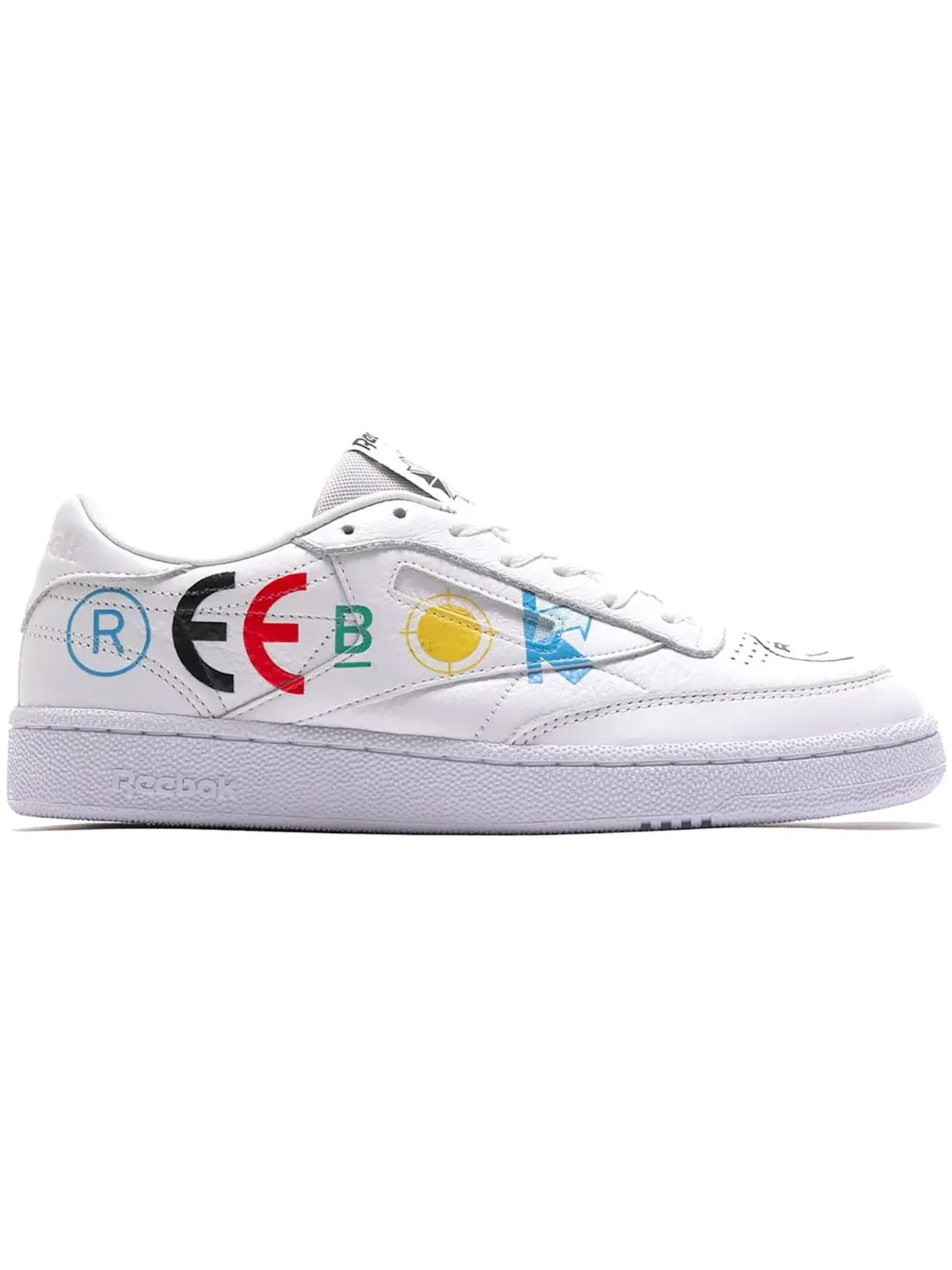 Кроссовки мужские Reebok Club C 85 Lifestyle, кожаные — изображение 1 из 1, белый/черный-оранжевый
