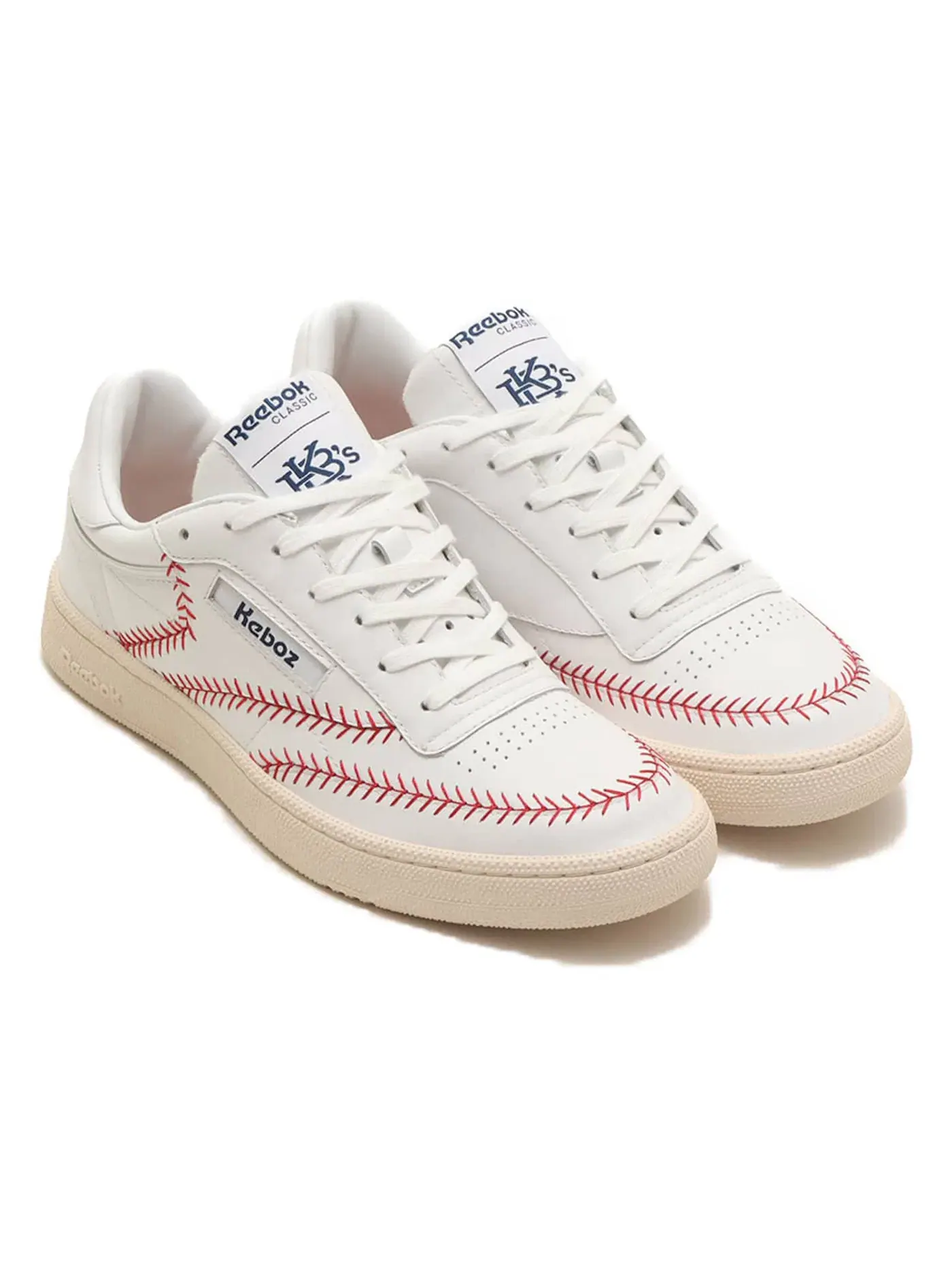 Кроссовки мужские Reebok Club C 85 Vintage Keboz atmos Baseball, кожаные — изображение 2 из 2, белый/красный