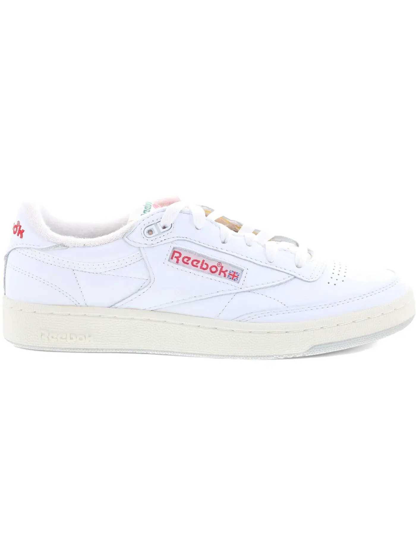 Кроссовки мужские Reebok Club C 85 Vintage, кожаные, с замшевыми вставками — изображение 1 из 1, белый//красный