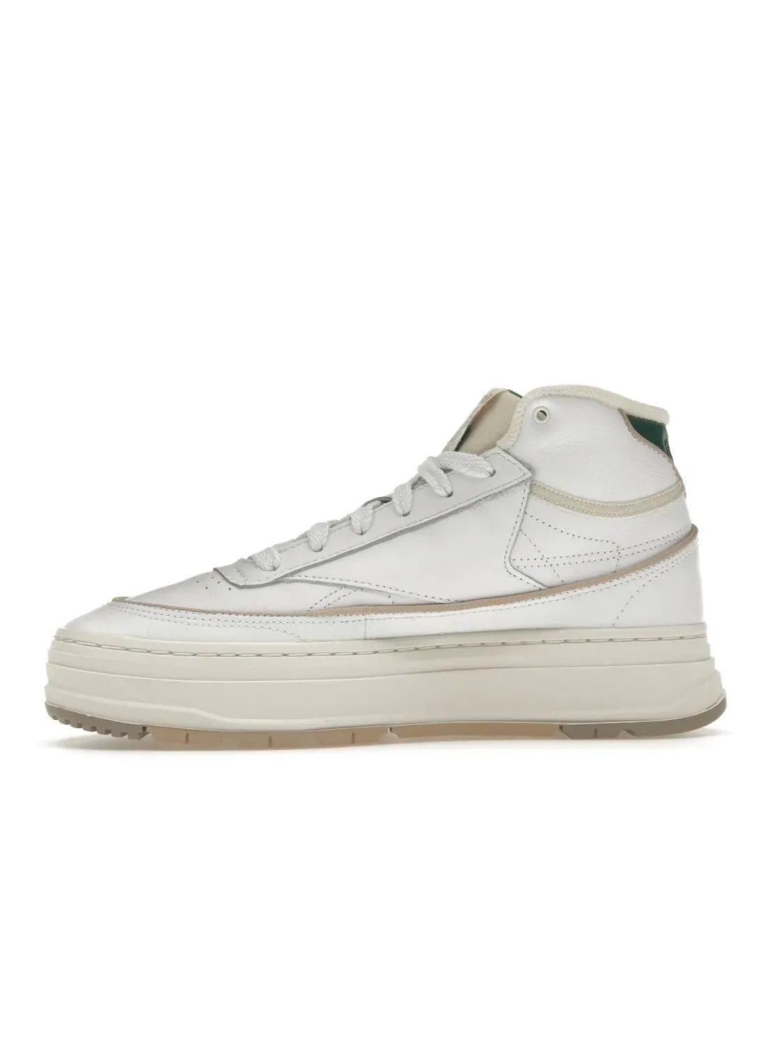 Кроссовки женские Reebok Club C Geo Mid, на платформе — изображение 3 из 4, белый//темный зеленый