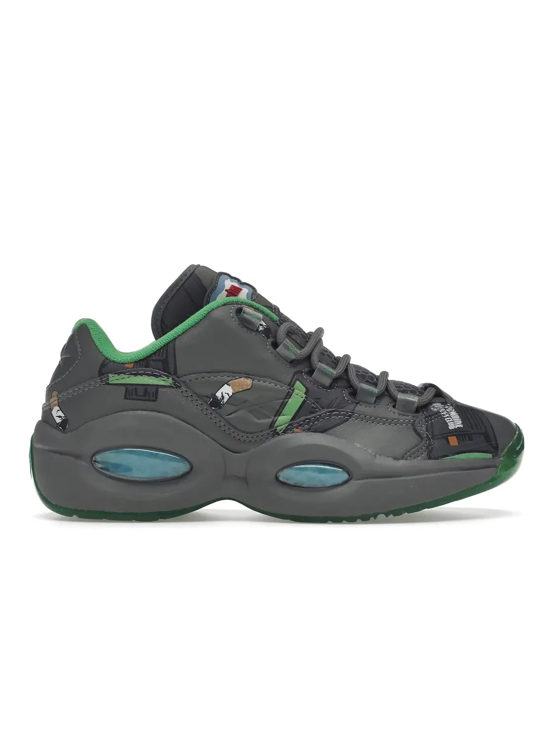 Кроссовки Reebok Question Low BBC Ice Cream Beepers & Butts — изображение 1 из 4, серый/зеленый
