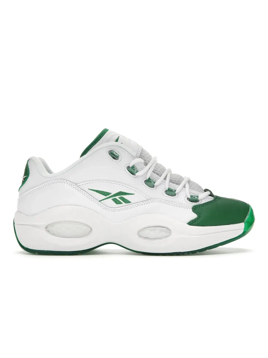 Кроссовки мужские Reebok Question Low White/Green кожаные — изображение 1 из 4, белый/зеленый