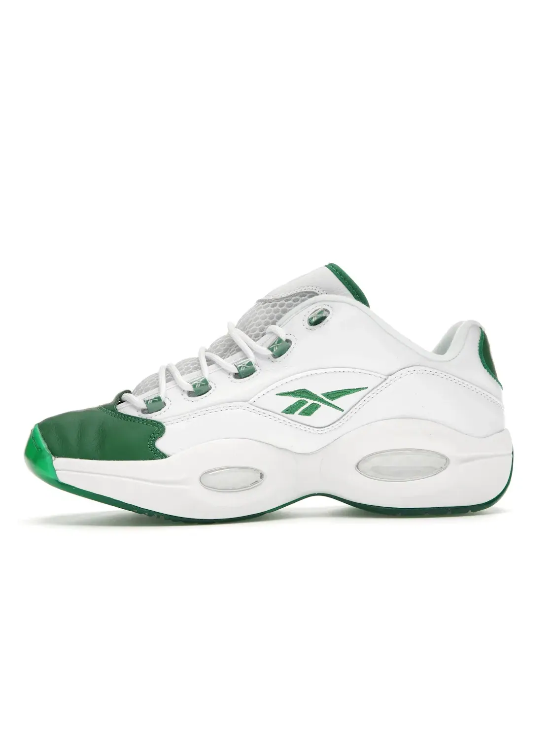 Кроссовки мужские Reebok Question Low White/Green кожаные — изображение 3 из 4, белый/зеленый