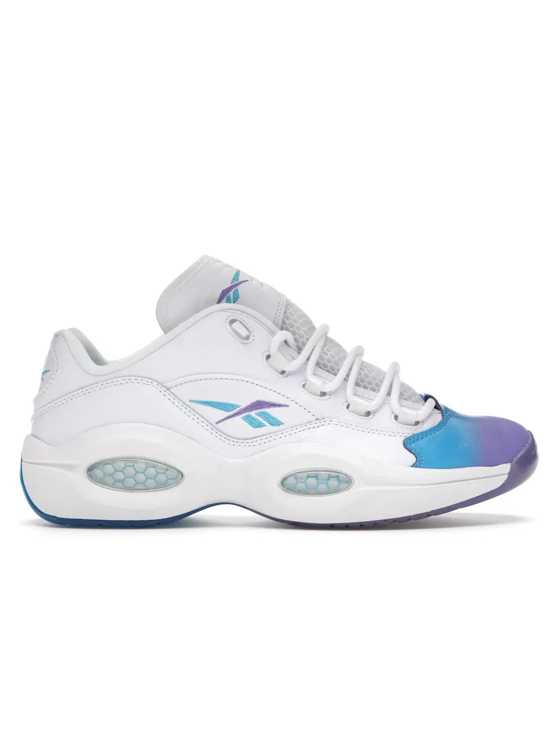 Кроссовки мужские Reebok Question Low Lifestyle, кожаные, с амортизацией Hexalite — изображение 1 из 4, голубой/фиолетовый