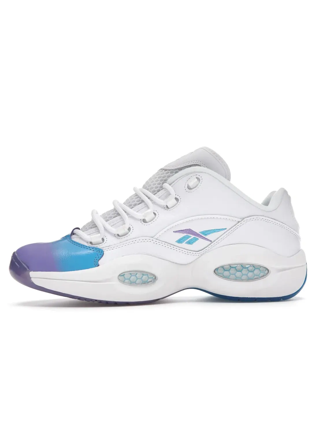 Кроссовки мужские Reebok Question Low Lifestyle, кожаные, с амортизацией Hexalite — изображение 3 из 4, голубой/фиолетовый