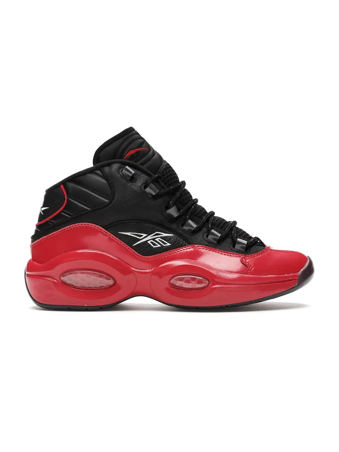 Кроссовки мужские Reebok Question Mid кожаные Black/Vector Red-Vector Red — изображение 1 из 4, черный/красный-красный