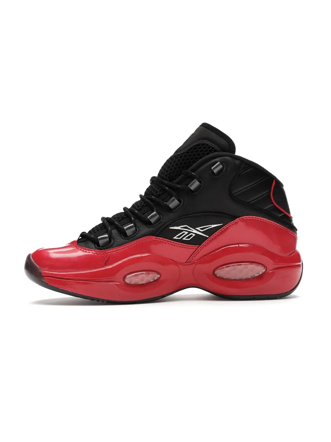 Кроссовки мужские Reebok Question Mid кожаные Black/Vector Red-Vector Red — изображение 3 из 4, черный/красный-красный
