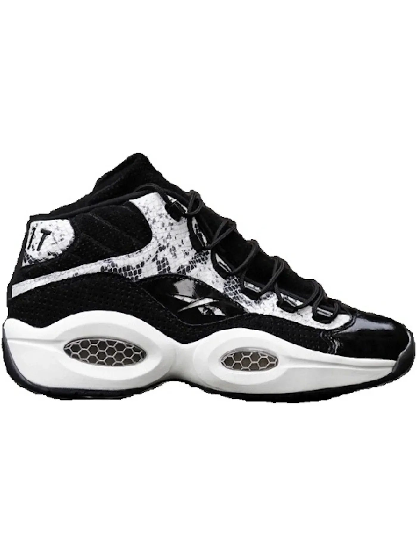 Кроссовки мужские Reebok Question Mid Lifestyle Black/White-Snake (GITD) — изображение 1 из 1, черный/белый