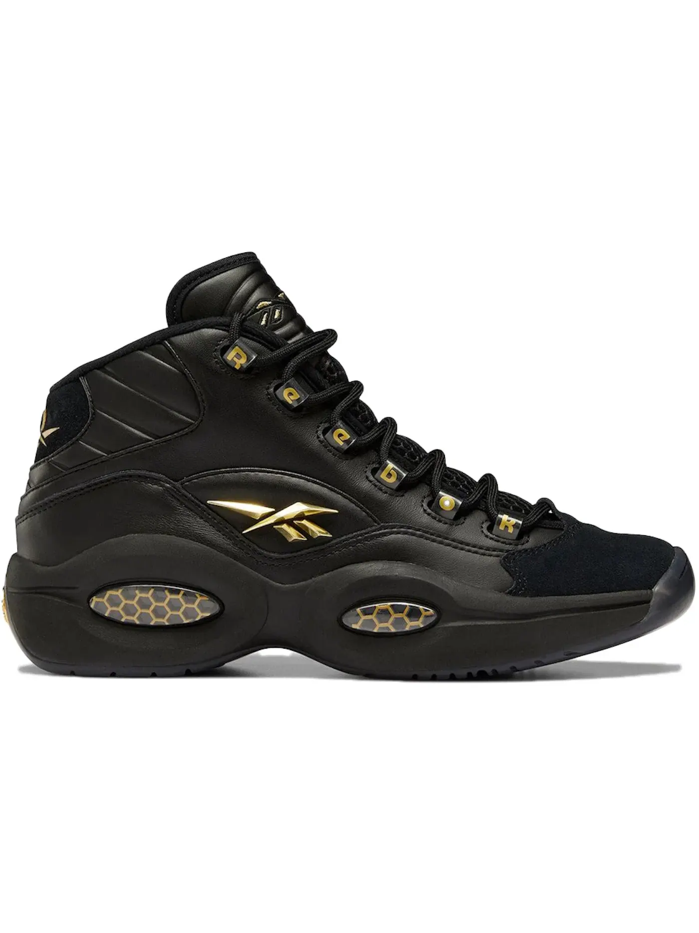 Баскетбольные кроссовки мужские Reebok Question Mid, с золотыми акцентами — изображение 1 из 1