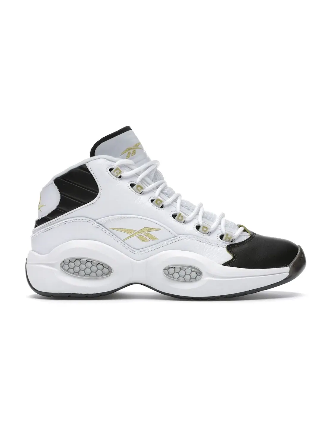 Кроссовки мужские Reebok Question Mid White/Black-Gold — изображение 1 из 4, белый/черный-золотистый