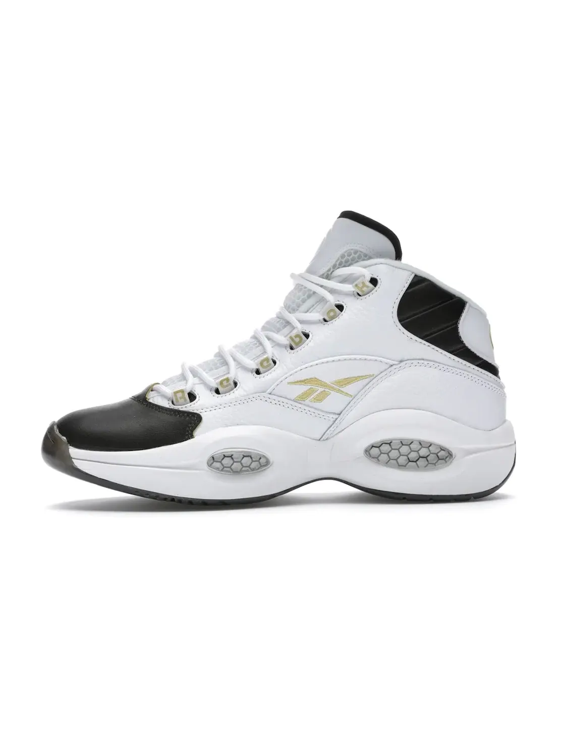 Кроссовки мужские Reebok Question Mid White/Black-Gold — изображение 3 из 4, белый/черный-золотистый