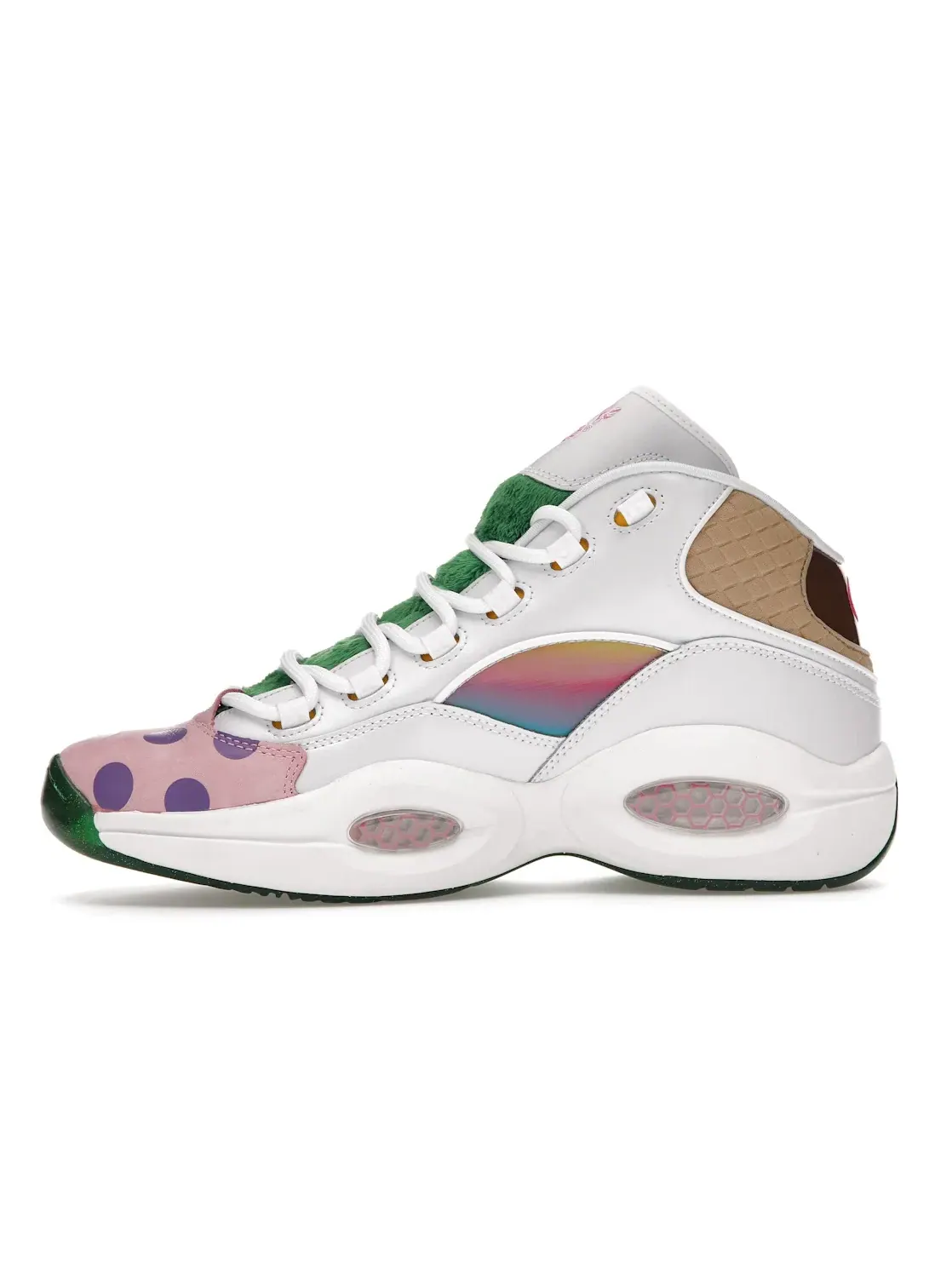 Кроссовки Reebok Question Mid, повседневные — изображение 3 из 4, белый/зеленый/зеленый