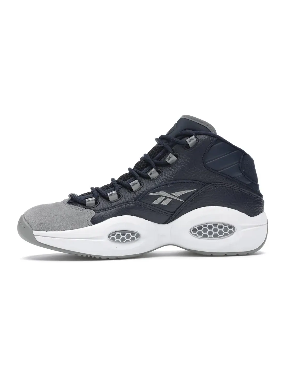 Кроссовки мужские Reebok Question Mid Georgetown замша кожа Carbon/Faux Indigo-White — изображение 3 из 4, белый