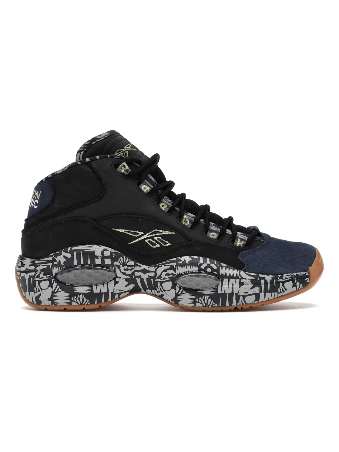Кроссовки мужские Reebok Question Mid Iverson Classic, кожаные — изображение 1 из 4, черный/темно-синий-серый